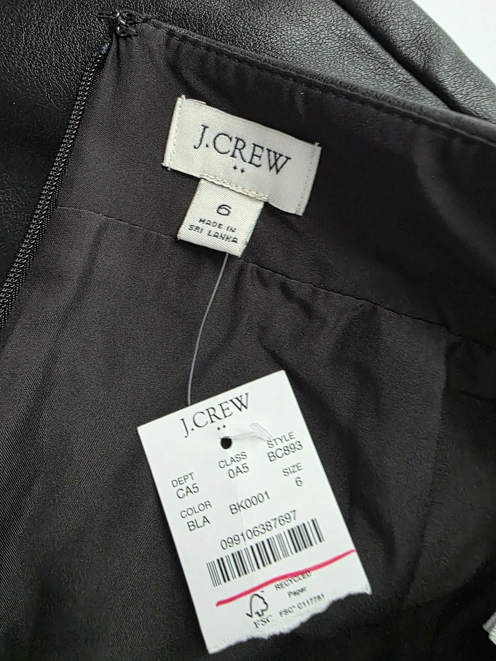 J. Crew Faux-leather A-line mini skirt Jcrew factory black Size 6